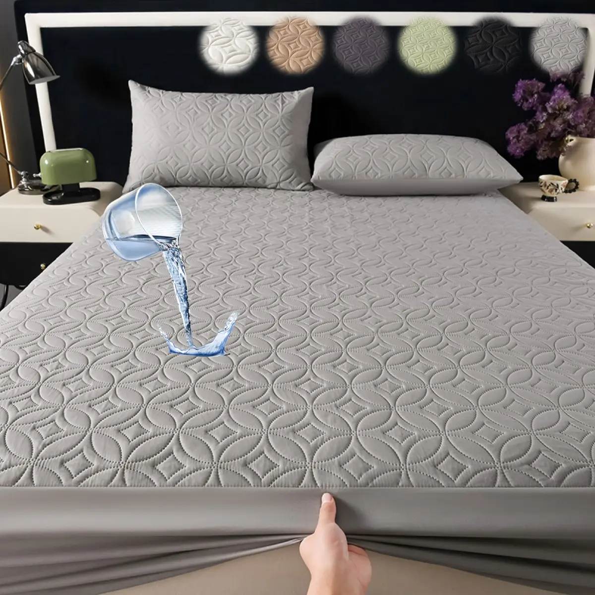 Big Copper Coin Pattern Waterproof Mattress Protector, Soft & Dirt-Proof Fabric with Deep Pockets Mattress cover, Ideal for Bedroom, College Dorm & Hotel Use, All Mattress Sizes