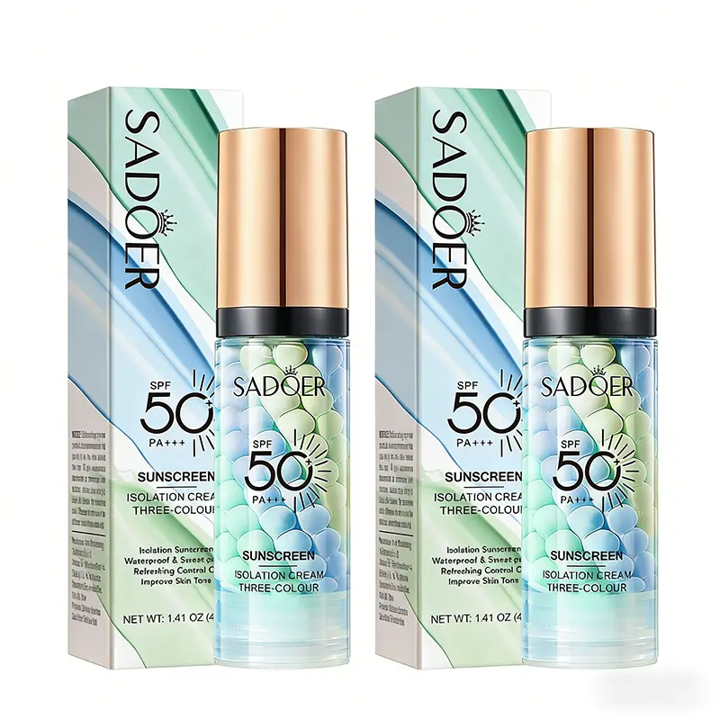 2PCS 3-in-1 Color Correcting Facial Serum SPF 50 PA+++ Moisturizing Primer for Even Skin Tone Oil Control & Refreshing in Blue Lime & Green Tones - Daily, Makeup