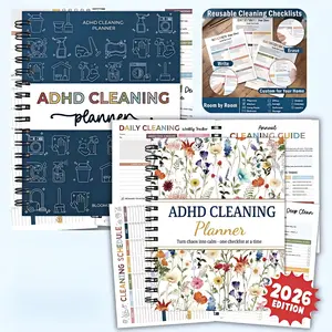 ADHD Cleaning Planner - Cleaning Schedule and Checklist Organizer for Adults and Teens - Daily, Weekly & Monthly Household Cleaning Checklist for ADHD Minds - Stress-Free Housework