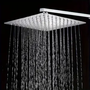 6 Inch Square Shower Head Stainless Steel Pressure Boosting Rainfall Spray Head for Home Hotel Bathroom Use, Durable and Easy Installation, Shower Head Set