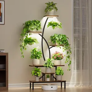Plant Stand Indoor with Grow Lights - 63" Tall Plant Shelf, 7 Tiered Corner Plant Stands for Indoor Plants Multiple, X-Shaped Metal Large Flower Holder Decorative Display Rack for Living Room, Home