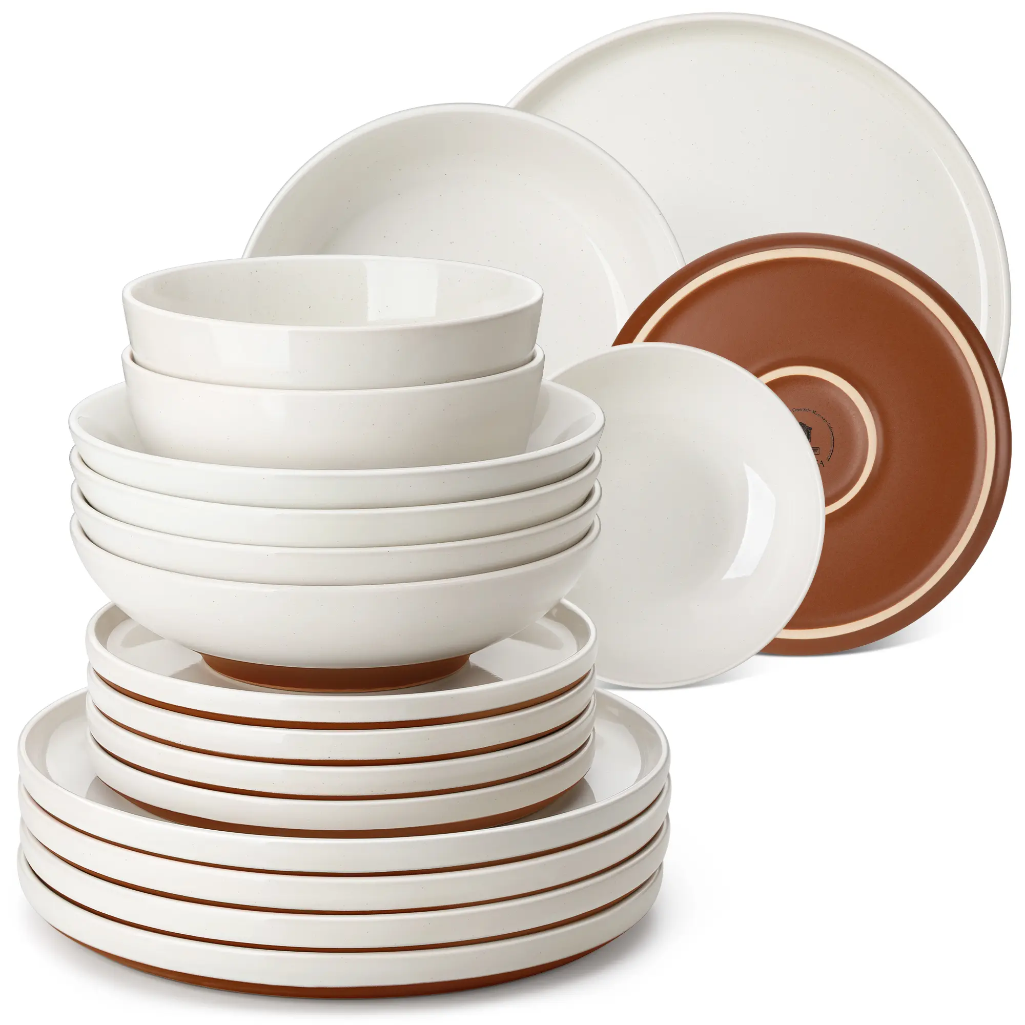 MALACASA Dinnerware Set, ZORA Series, 12/16/18/24-Piece Modern Ceramic Dinnerware Set, Suitable for 4/6 People, Microwave and Dishwasher Safe, Complete Dinnerware Set for Family Gatherings, Spring Special Edition Dining Plate Set Bowls