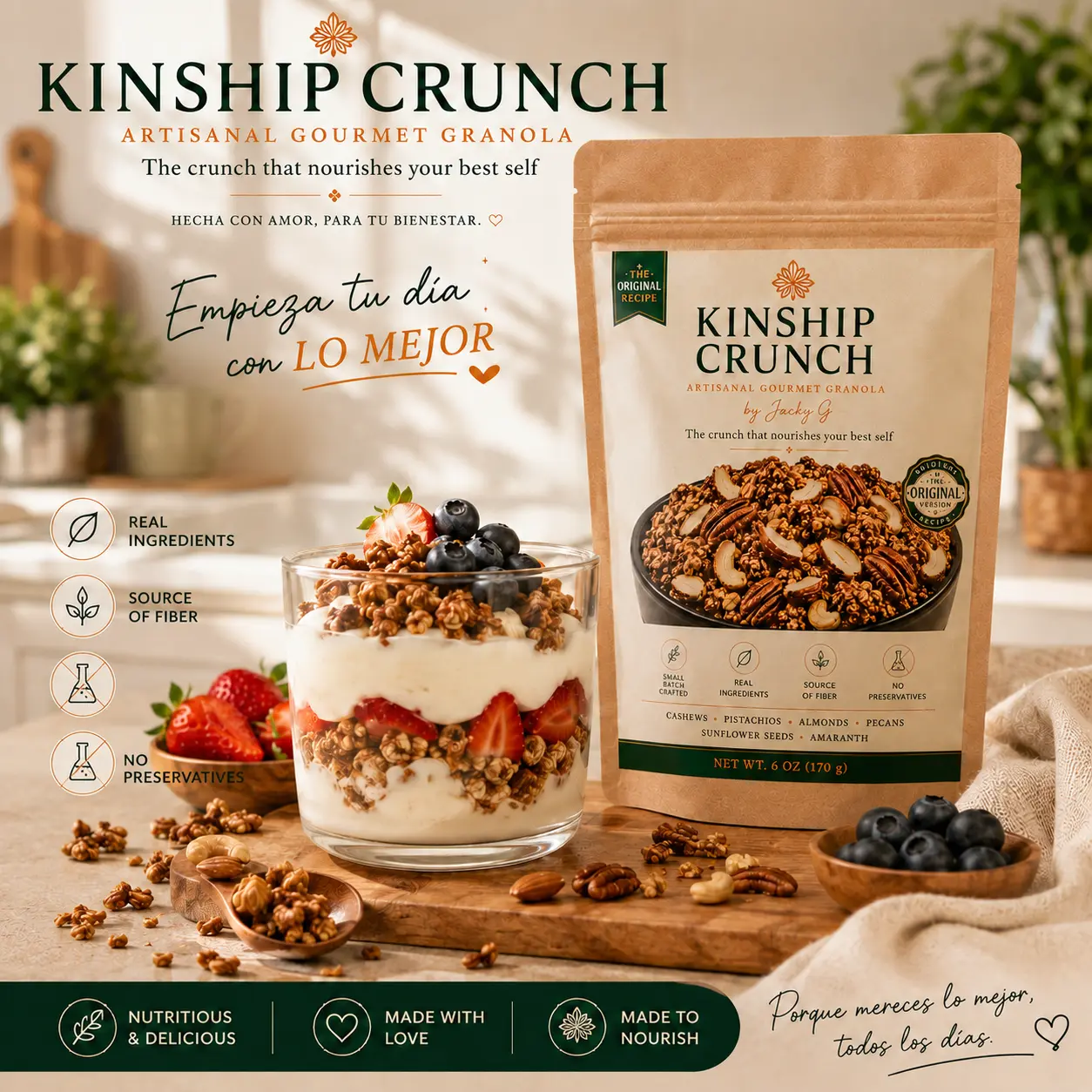 Premium Organic Artisanal- Kinship Crunch (Original, Coconut & Flaxseed )