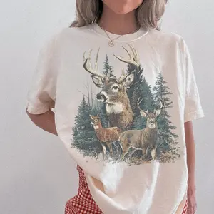 Comfort Colors Vintage Deer Tee Retro 90s Western Graphic Tee Cute Country Oversized Hunting Season Tshirt Country Girl Trendy Nature Tee