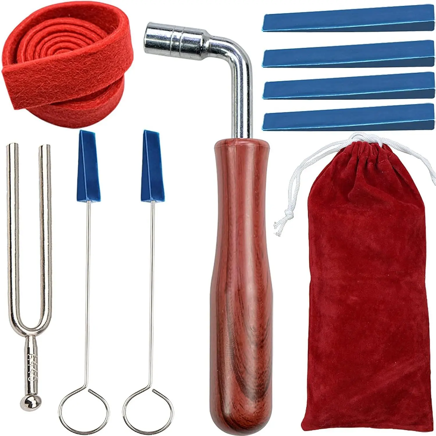 9Pcs Piano Tuning Kit Professional Wrench Hammer Rubber Mutes Set Including Tuning Tools for Piano Tuning with Tuner - Home Improvement.