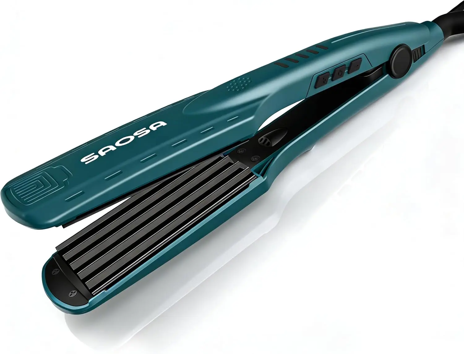 SAOSA Hair Crimper, Ceramic Crimping Iron with 5 Temp Settings (150℃–230℃), 30s Fast Heat, Dual Voltage Travel Volumizing Iron for 80s Retro Waves, Root Lift & Fluffy Texture, Glove Included