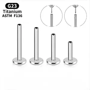 Flat Back Stud Replacement Posts, 20G/18G/16G, 4/5/6/7/8/9/10mm Implant Titanium Threadless Titanium Labret Post