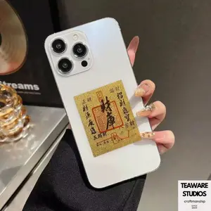 Wealth & Prosperity Golden Amulet Stickers Antique Style Decorative Elements for Smartphone Shockproof Protective Cases