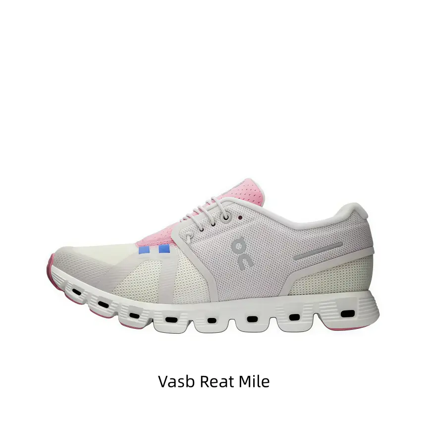 Pastel cream and blush breathable mesh lace-up sport footwear with multi-segment hollow white sole, pink trim for casual light hiking and soft feminine weekend street aesthetics.