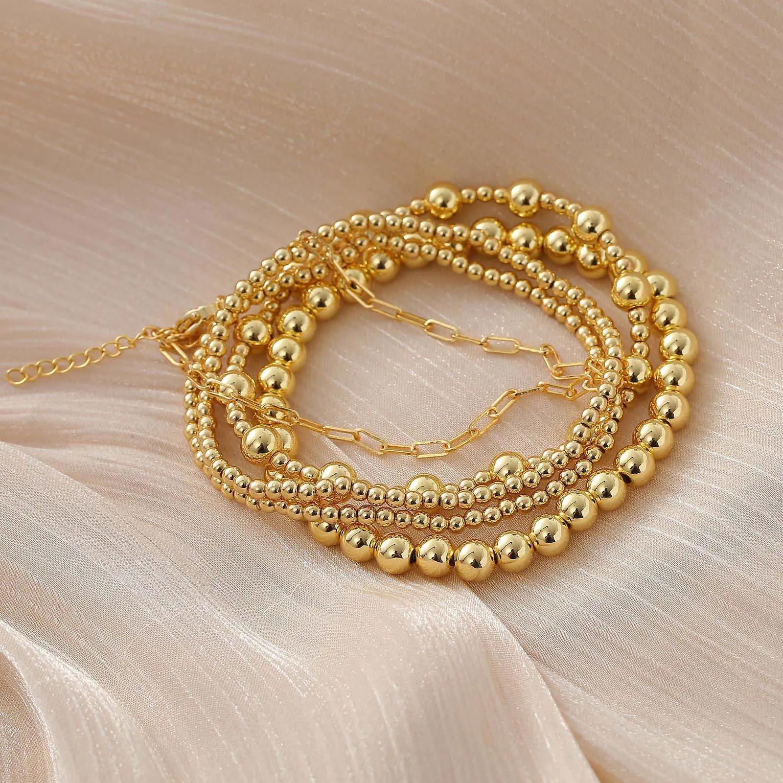 Springtok Y2K irregular size round beaded bracelet set Bohemian women's men's stacking jewelry gift