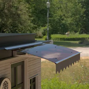 Series Door Window Awning Made of  0.137 Inch Thick Crystal Solid Polycarbonate Sheet and Aluminum Alloywith Valance in size of 47" Wide x 34" Deep for Wooden Wall House (Brown Roof),Waterproof and UV resistant,firm