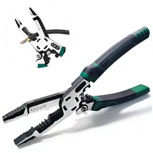 1/2Pcs 10-in-1 Wire Stripper Tool CR-V Multifunctional Plier with Wire Stripper Crimper Side Cutter Shearing Screw Gripping Pliers for Electric Cable Heavy Duty Industrial Grade Quality Wire Stripping Machine Diy Tools