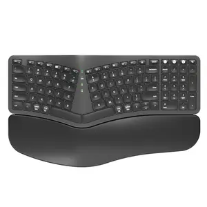 Ergonomic Keyboard Wireless with Cushioned Wrist Rest, Bluetooth and 2.4G USB Wireless, Rechargeable Split Ergonomic Keyboard for Windows Mac
