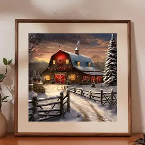 Farmhouse Pattern DIY Diamond Arts Colorful Painting Kit without Frame, 5D Diamond Arts Colorful Painting Kit, Handmade Gifts, Handicraft, Wall Art Decor for Home Living Room Bedroom, Diamond Painting Kits, Handcraft