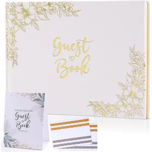 Elegant Wedding Guest Book for Wedding Receptions, Birthdays,  Showers, and Special Events, Linen Hardcore Guestbook with Lined Pages, Table Sign for Sign-in and Photos