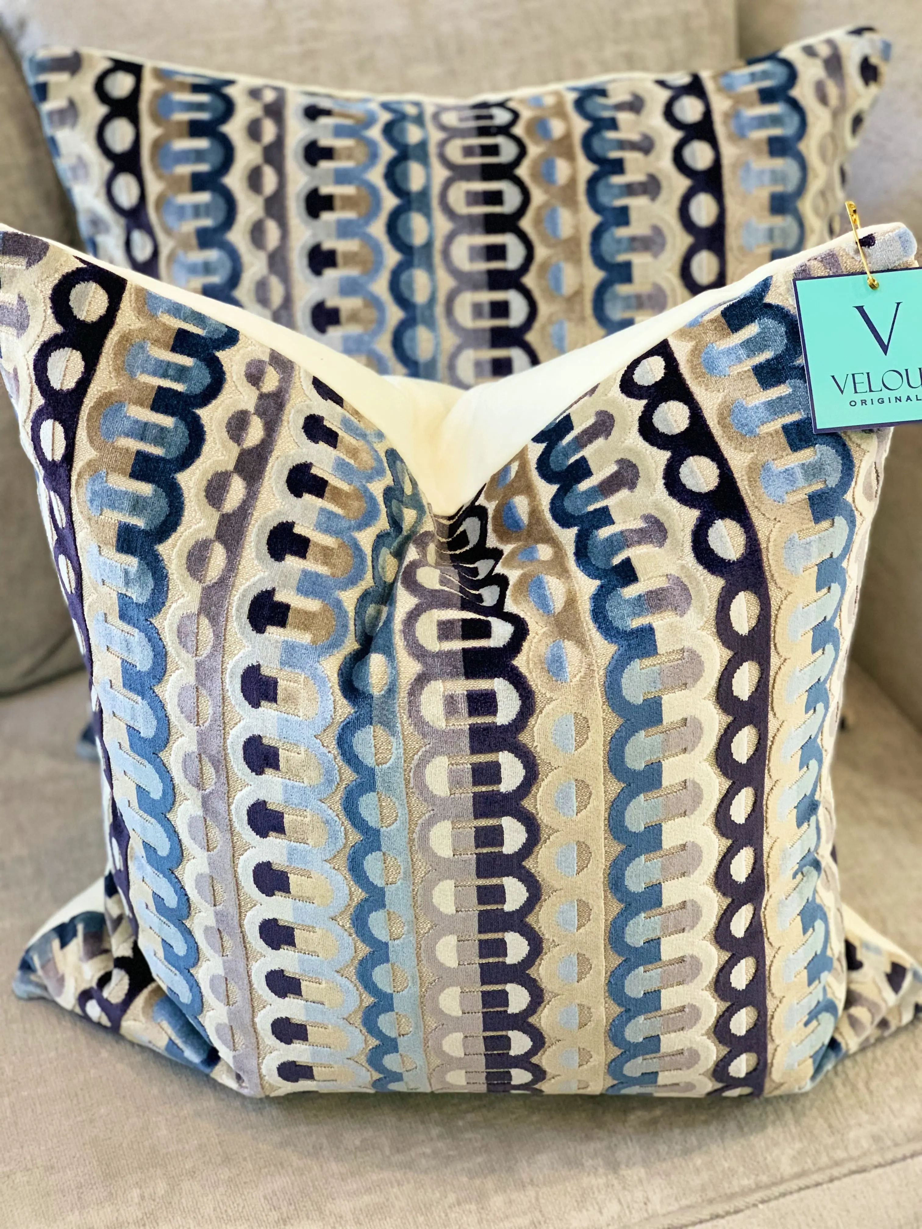 Blue Zipper Velvet Pillows Blue Zipper Velvet Pillows