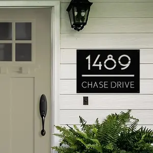 Vertical Metal House Number Sign: Powder Coated Address Plaque
