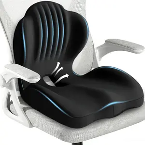 Ergonomic L-Shaped Seat Cushion, Memory Foam Lumbar Support Pillow with Anti-Slip Silicone Base and Washable Cover, for Car, Office, Home and Gaming Chairs