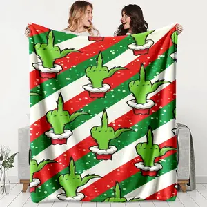 Christmas Monster Flannel Blanket, Gentle Soft Blanket, Soft Skin-Friendly Fabric, Multi-Scene Use, All-Season Comfortable Throw, Easy Care & Festive Fun
