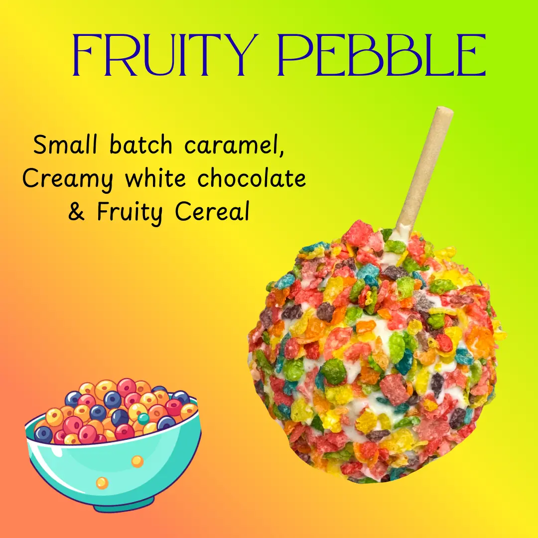 Copperpot Caramel Co Caramel Apple Fruity Cereal with White Chocolate Large Crisp Granny Smith Apple Handcrafted Gourmet Treat