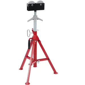 【GARVEE】Portable Pipe Stand with Adjustable Roller Head, 28"-52" Height Range, Heavy Duty Steel Construction, 2500 lb Capacity, Folding Design for Supporting 1/8 to 12 Inch Pipes in Welding and Other Applications