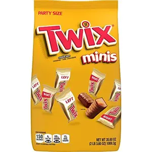 TWIX Caramel Minis Size Chocolate Cookie Bar Candy Bag, 35.6 oz, 95 pieces