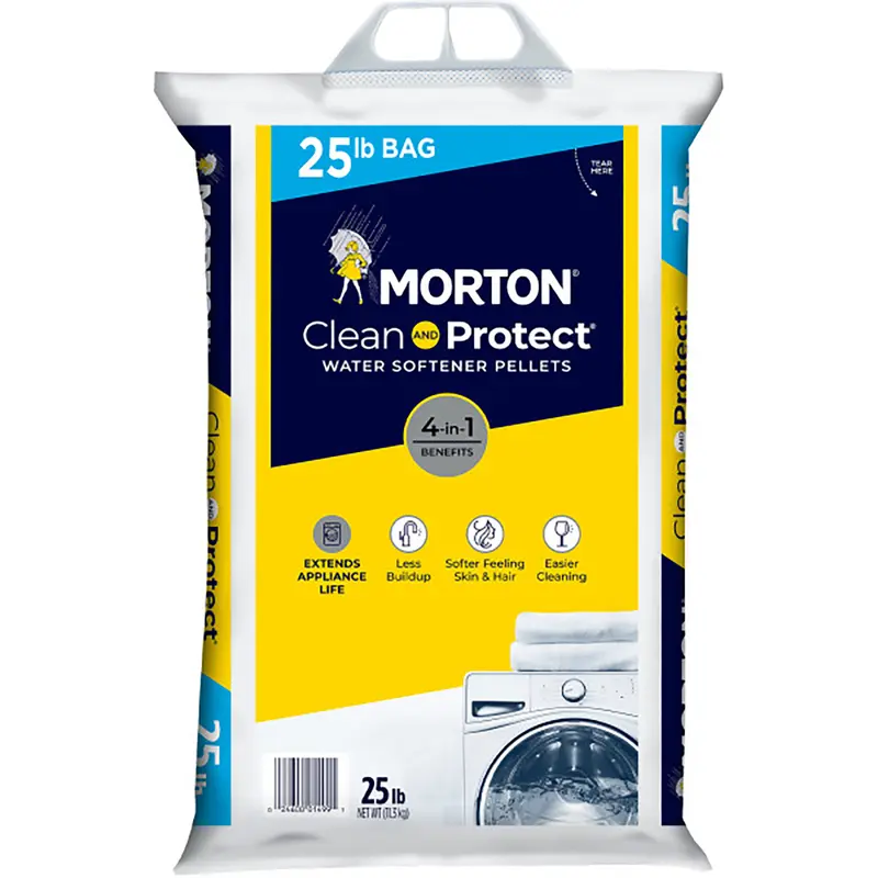 Morton Water Softener Salt Pellets, 25lb Clean & Protect Formula for Household Items, Prevents Buildup in Pipes & Supports Easier Cleaning, Less Buildup, Durable Bag, 25 Lbs, Prevents-Up, Households, Appliance Care, High Quality Material, Water Softener P