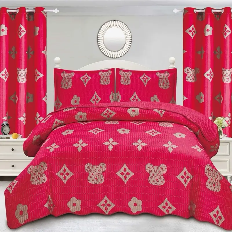 6 bedspread 9 Pieces Bedspread Set - Yellow with 'H' Design, Includes 9 Pieces for Bedroom Decor