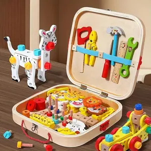Wooden Simulation Tool Box Toy, 1 Box Screw Nut Disassembly Pairing Toy for Fine Motor Skills, Pretend Play Toy for Birthday Gifts, Pretend Play Set