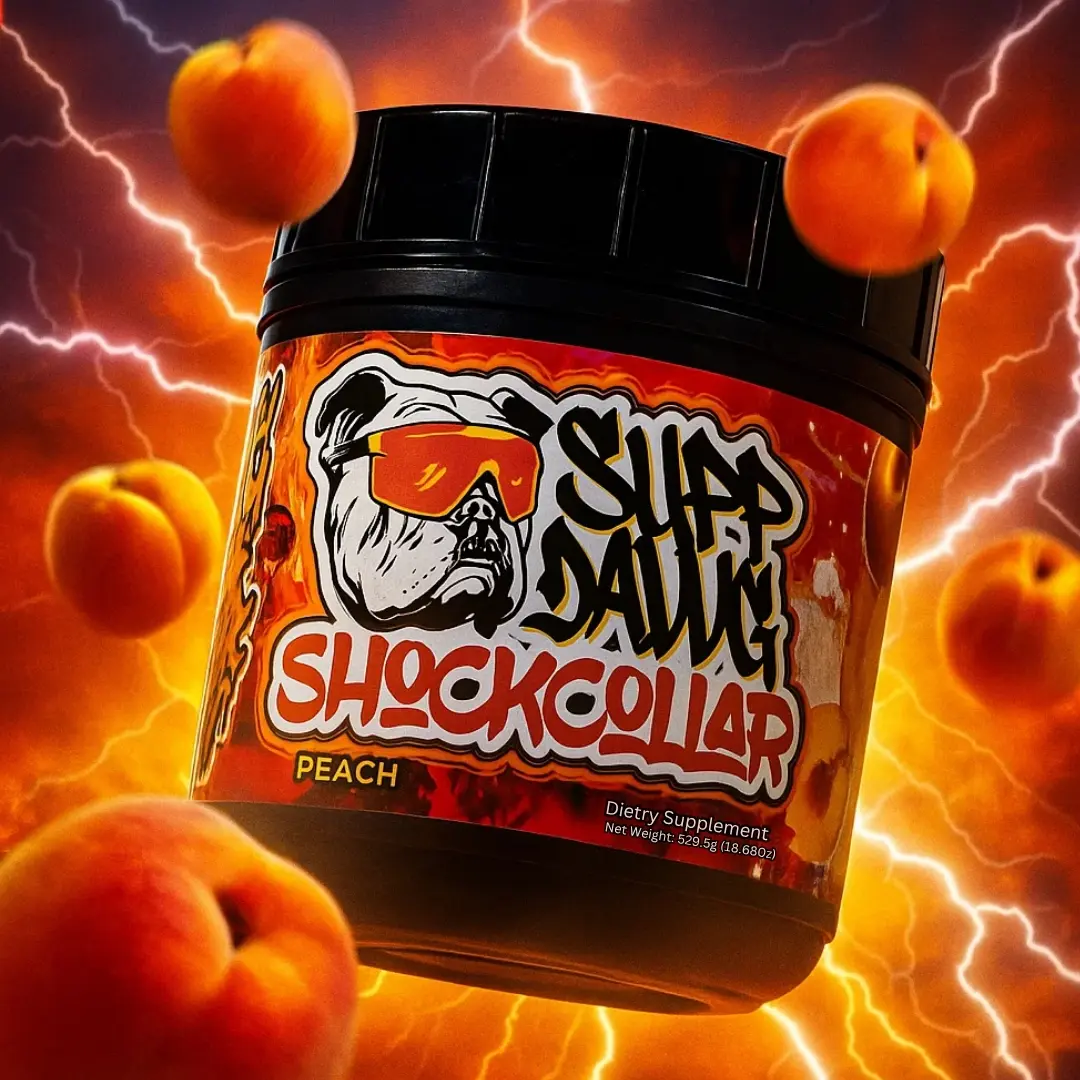 SUPPDAWG SHOCK COLLAR High-Stim Dietary Pre-Workout Drink Powder Supplement, 400mg Caffeine, 2mg Yohimbine, Sodium, 30 Servings - Fitness Support for Muscle Pump, Focus, Energy