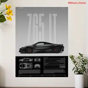 PC frameless McLaren 765LT modern art design printed poster, Unframed Wall Art, suitable for decoration on walls in living room, bedroom, office, bar, as an art piece, a perfect gift and decoration, 12 inches x 16 inches