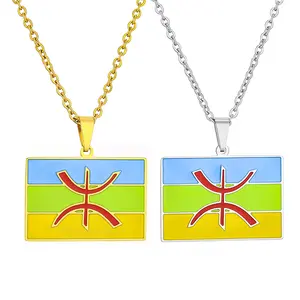hot-selling retro stainless steel African Berber flag necklace men and women couples ethnic style accessories