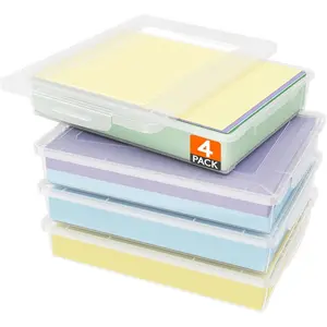 4 Pack Plastic MultiPurpose Storage Box with Latching Lids Clear A4 8.5 x 11 Letter Size Paper Storage Storage Containers for Board Game Craft Document Magazine Art Supplies