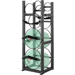 VEVOR Refrigerant Tank Rack,  with 2 x 30lbs and Other 3 Small Bottle Tanks, Cylinder Tank Rack 12.79x12.99x47.12 in, Refrigerant Cylinder Rack and Holders for Freon, Gases, Oxygen, Nitrogen Installation Organiser