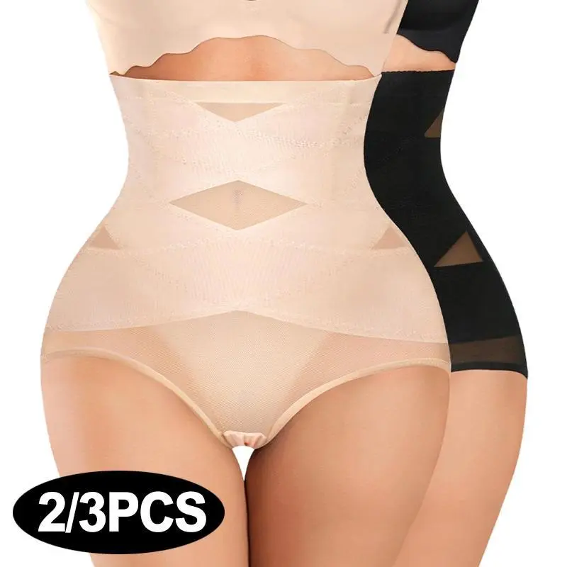 Women's 3PCS High Waist Nylon Shapewear Briefs - Shapewear for Women, Tummy Control, Abdomen Compression, Butt Lifter, Everyday Girdle Trainer Underwear