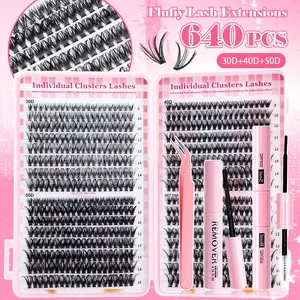 640PCS 30D+40D+50D style, Individual cluster lash, DIY eyelash extension set, professional and beginner-friendly, easy to use at home, Natural Eyelashes Extension, Individual Lash Extensions, Eyelash Clusters Extensions