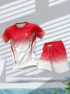 Outdoor Quick-Dry Sports Jersey, Breathable Athletic Top, Simple Line Design, Gradient Color, Breathable Sweat-Wicking, Football Training Gear, World Cup Uniform, Athletic Shorts, Football Shirts