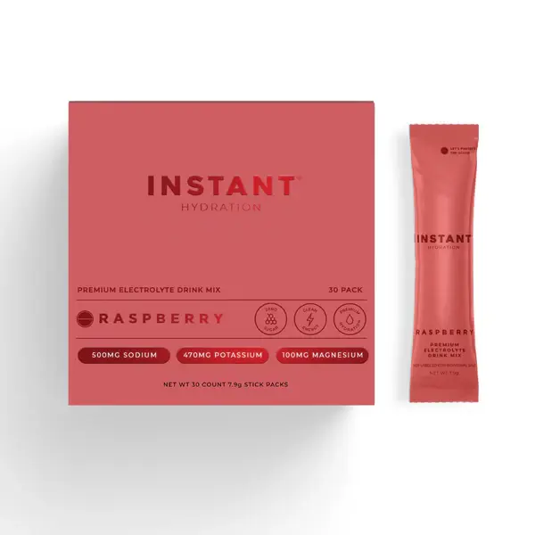 Instant Hydration Premium Electrolyte Drink Mix - Raspberry Flavor - Zero Sugar - Keto Vegan Gluten-Free Non-GMO - 30 Count 7.8g Stick Packs - Boost Recovery Brain Health Muscle Tissue Support - 1445mg Electrolytes per Serving - Healthcare