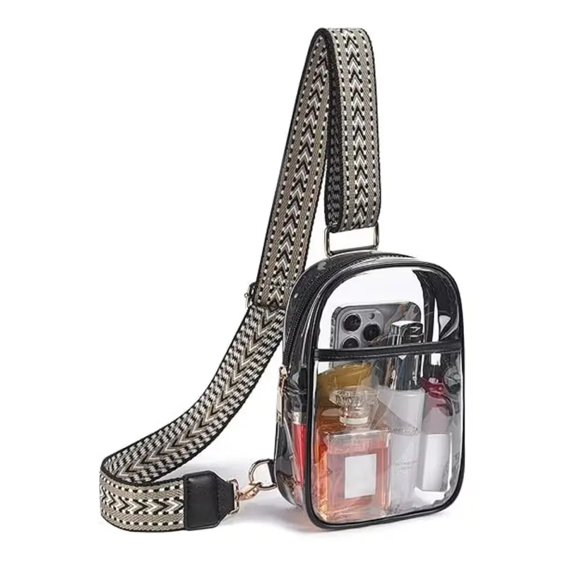 Clear Sling Bag, Clear TPU Fanny Pack, Stadium Approved Crossbody Bag,Transparent Chest Bag with Adjustable Strap,Crossbody Purses for Concerts Sports