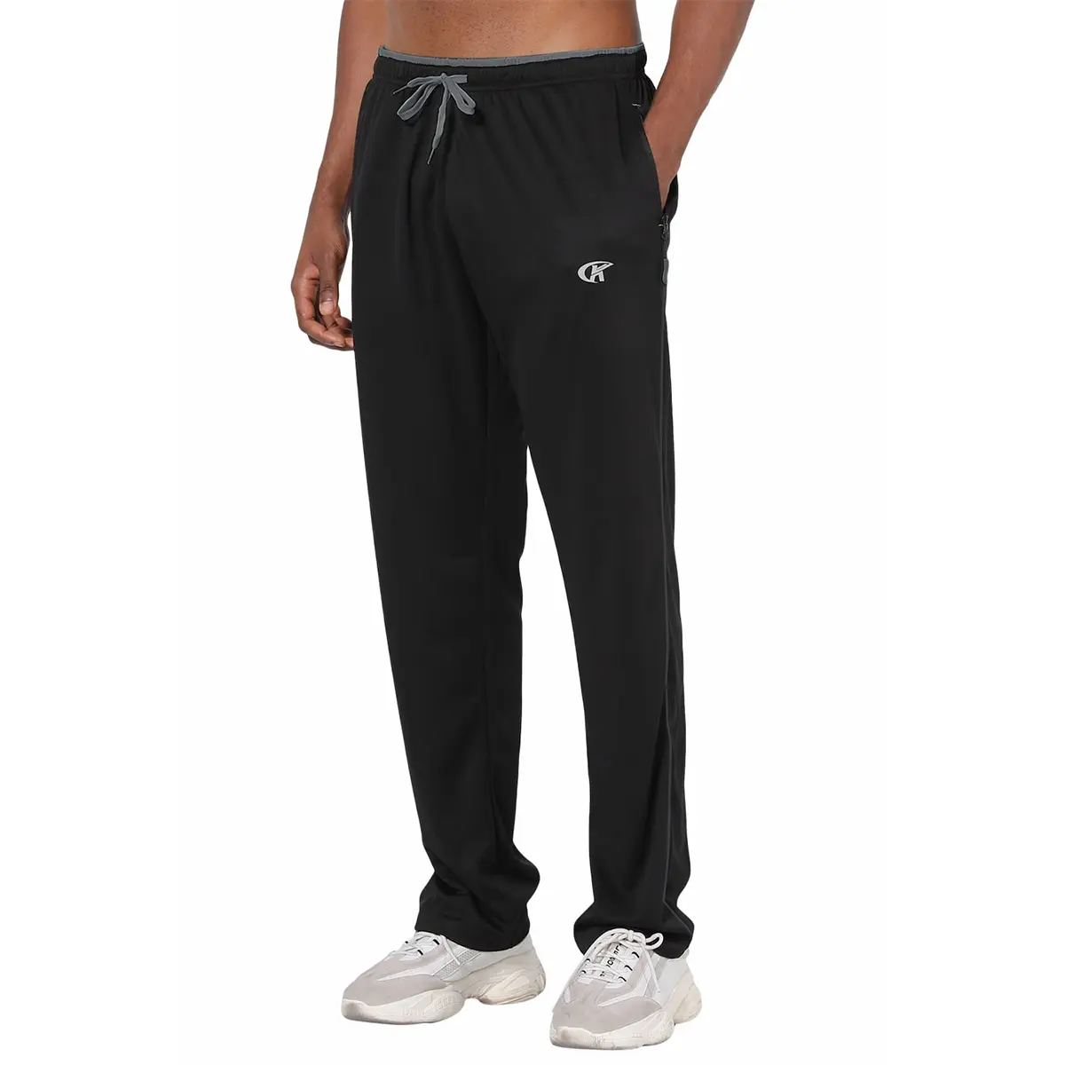 Men's Polyester Athletic Pants - Breathable, Quick-Dry Mesh, Loose Fit, Open Bottom, Deep Zipper Pockets - for Running, Workout, Biking - All-Season Male Breathable Pants, Sports Bottoms, All Seasons, Outdoor Activities, Running/Cycling, Deep Zippers