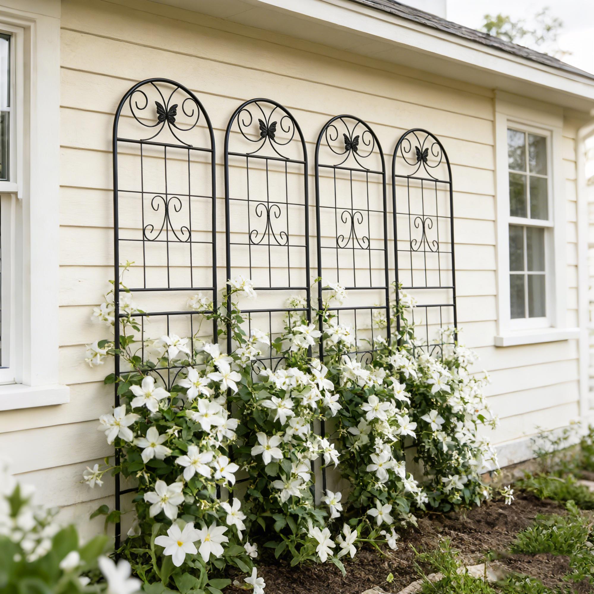 2/4 Pack Metal Garden Trellis 71" x 19.7" Rustproof Trellis for Climbing Plants Outdoor Flower Support Black