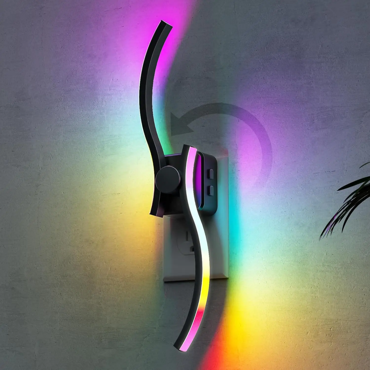 [Limited-time deal] RGB Gaming Night Light, Dimmable Night Lights Plug Into Wall with Large Wave Design 3000K & 3 Brightness Levels for Baby Nursery Hallway Bathroom Bedroom, RGB