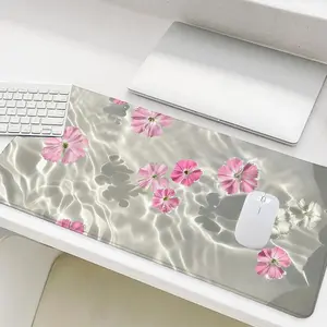 Flower Pattern Mouse Pad, Rectangle Gaming Mouse Pad, Office Desk Keyboard Mat, Desktop Accessory with Non-Slip Rubber Base for Home Office Game Room Desk, Desk Accessories
