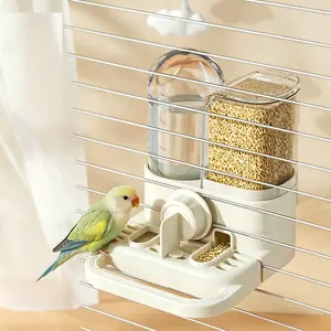 Automatic Gravity Bird Feeder Waterer Combo | Cage Mount No-Mess Seed & Water Dispenser for Small & Medium Birds