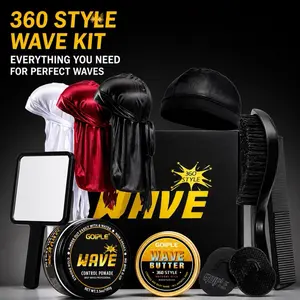 360 Wave Starter Kit – Brush, Durag, Wave Butter, Mirror & Styling Tools for Deep Waves