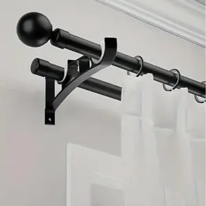 Double Curtain Rod Bracket, Curtain Rod Holders, Sturdy Hook for Curtain Rod, Durable and Sturdy Curtain Rod Accessories for Home Living Room Bedroom, Curtain Stand