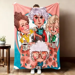Golden Years Cartoon GG Blanket Warm Napping Flannel Material for Living Room Office Travel Versatile Gift All Seasons Halloween Christmas Birthday Decorations