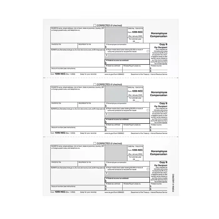 Tops Tax Forms 1099-NEC Copy B Micro Perforated Sheets - 50 Sheets, Accounting Software & QuickBooks Compatible, Acid-Free Paper, 8.5"W x 11"L