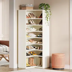 Tribesigns 9-Tier Corner Shoe Shelf for 40-45 Pairs, Wooden Organizer for Closet, Entryway, Hallway