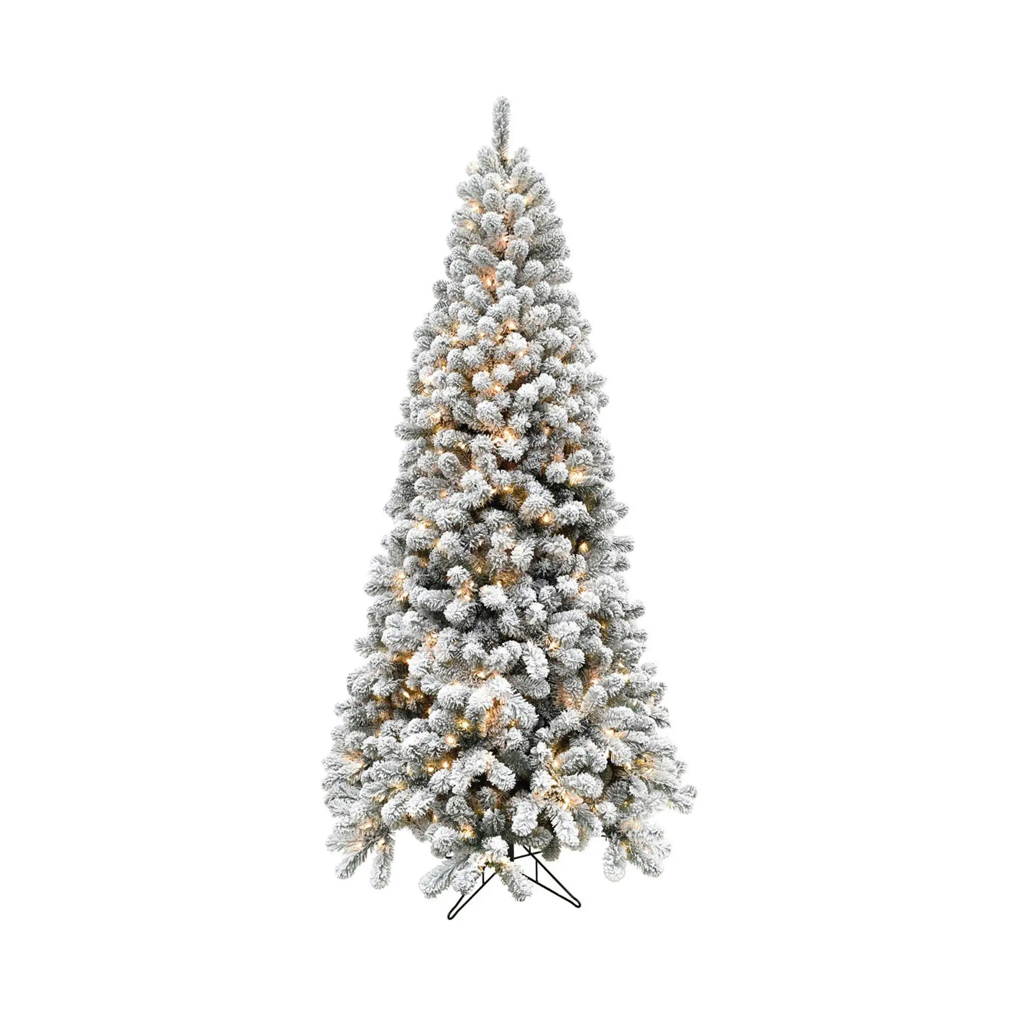 Fraser Hill Farm 9-Ft. Flocked Alaskan Pine Christmas Tree wit